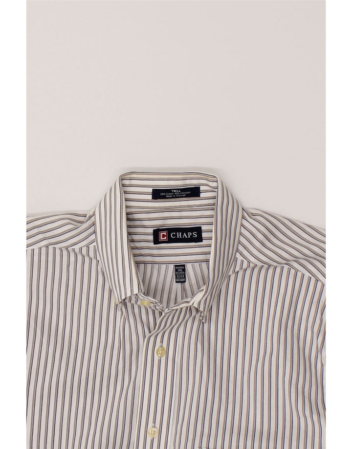 CHAPS Mens Shirt  Size 15-15 1/2 Medium White Striped Cotton Vintage Chaps and Second-Hand Chaps from Messina Hembry 