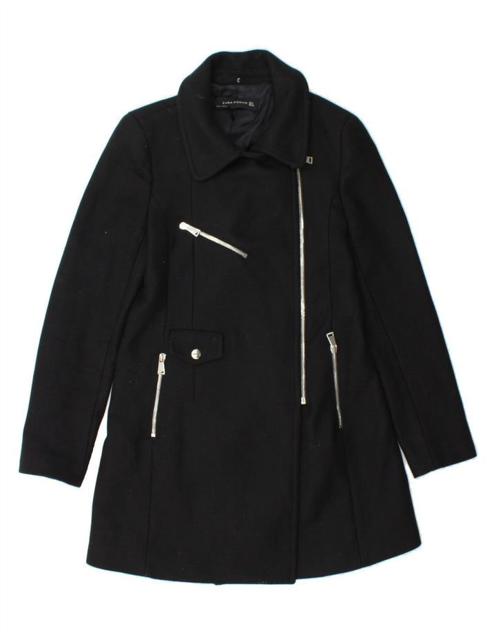 ZARA Womens Overcoat UK 10 Small Black Wool Vintage Zara and Second-Hand Zara from Messina Hembry 