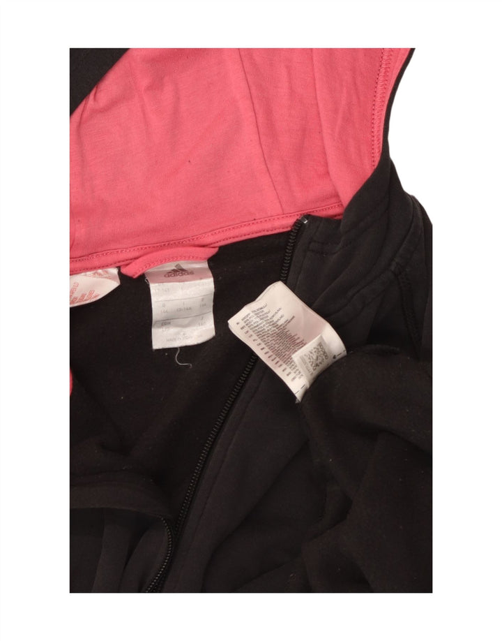 ADIDAS piger grafisk hættetrøje med lynlås 13-14 år sort bomuld