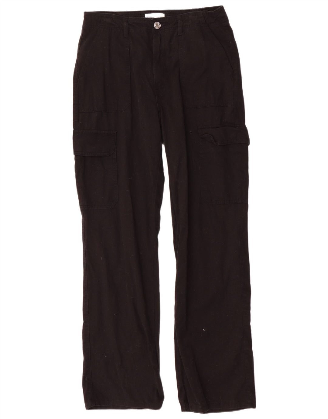 Zara Dame Straight Cargo Bukser EU 40 Medium W30 L31 Sort Bomuld