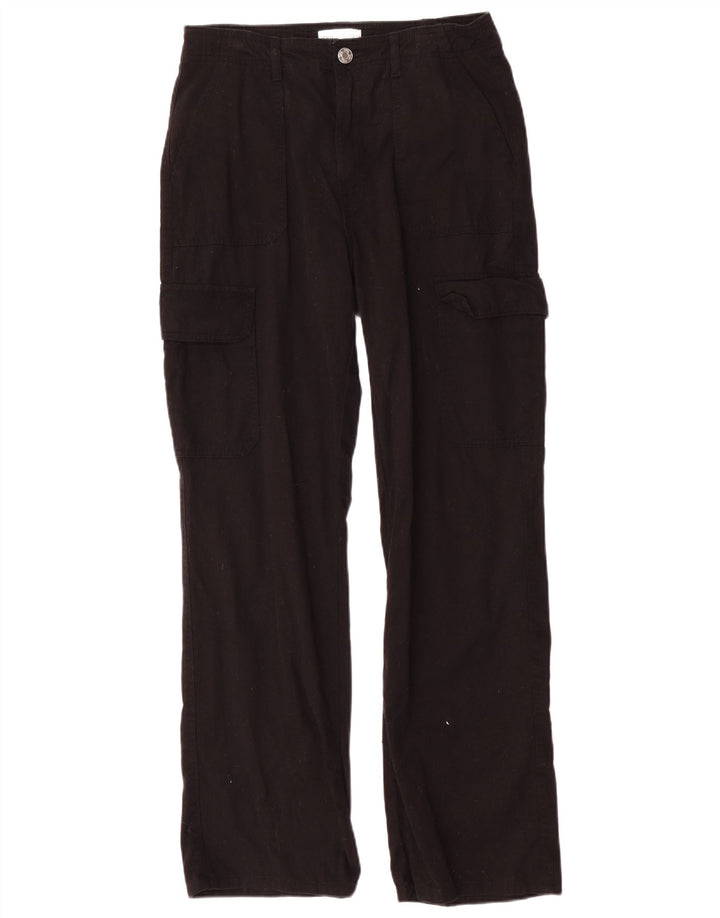 Zara Dame Straight Cargo Bukser EU 40 Medium W30 L31 Sort Bomuld