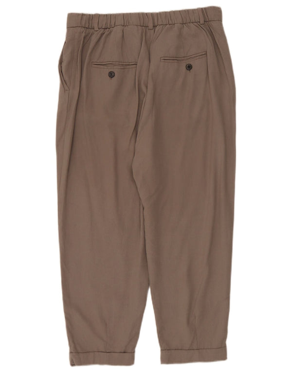 Zara Womens High Waist Crop Chino Bukser Large W30 L23 Beige Lyocell