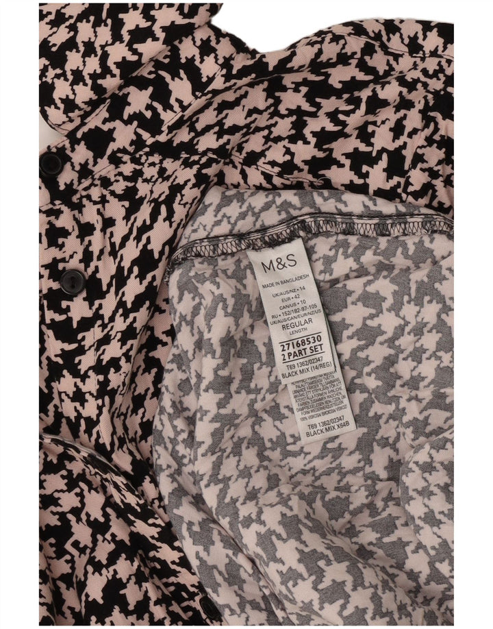 Marks & Spencer skjortekjole til kvinder UK 14 Large Black Houndstooth