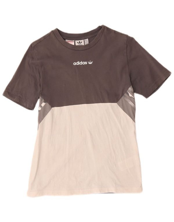 Adidas Boys T-Shirt Top 13-14 år Grå Colourblock Bomuld