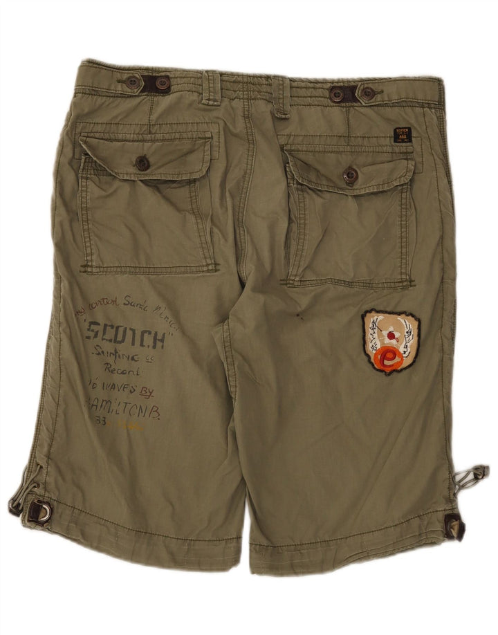 Scotch & Soda Herre grafiske Cargo Shorts W33 Medium Khaki Bomuld