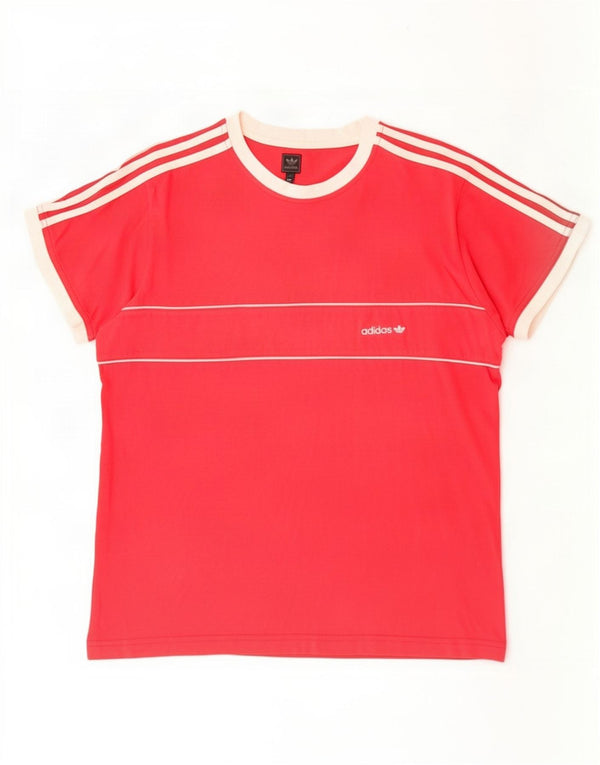 Adidas Dame T-Shirt Top UK 18 XL Rød Bomuld