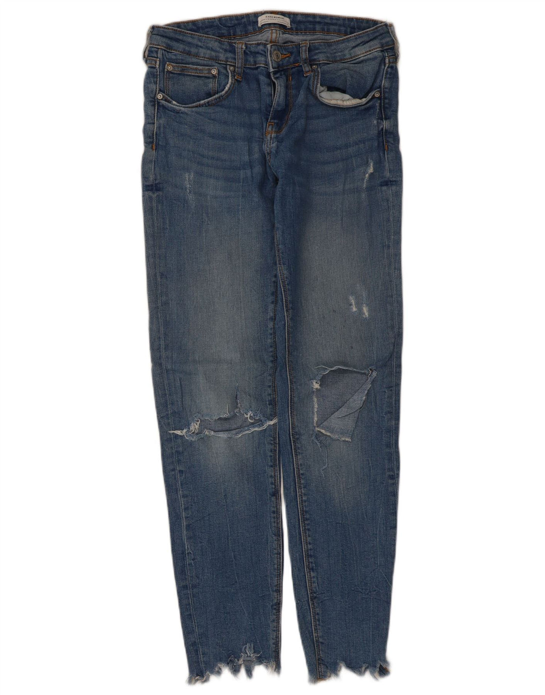 Zara Womens Distressed Slim Jeans EU 38 Small W28 L28 Blue