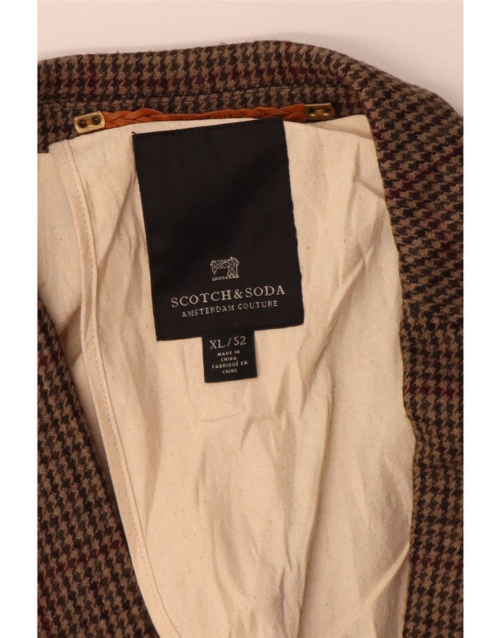 Scotch & Soda Herre 2-knaps blazerjakke IT 52 XL Brun Houndstooth Uld