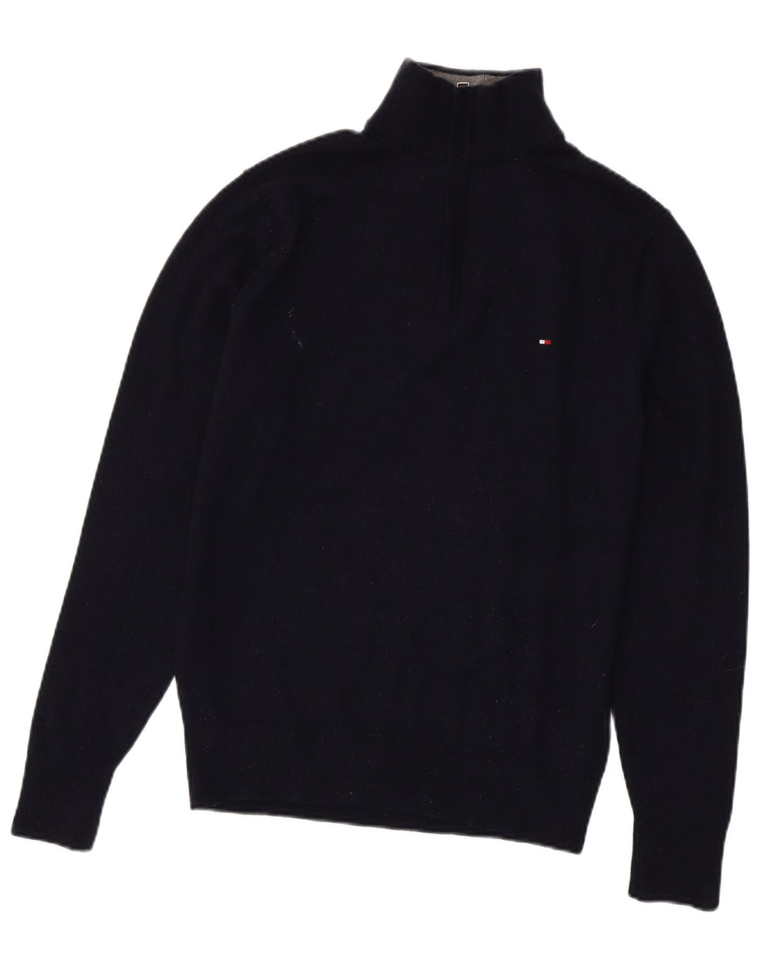 TOMMY HILFIGER Sweater med lynlås til mænd Stor marineblå lammeuld