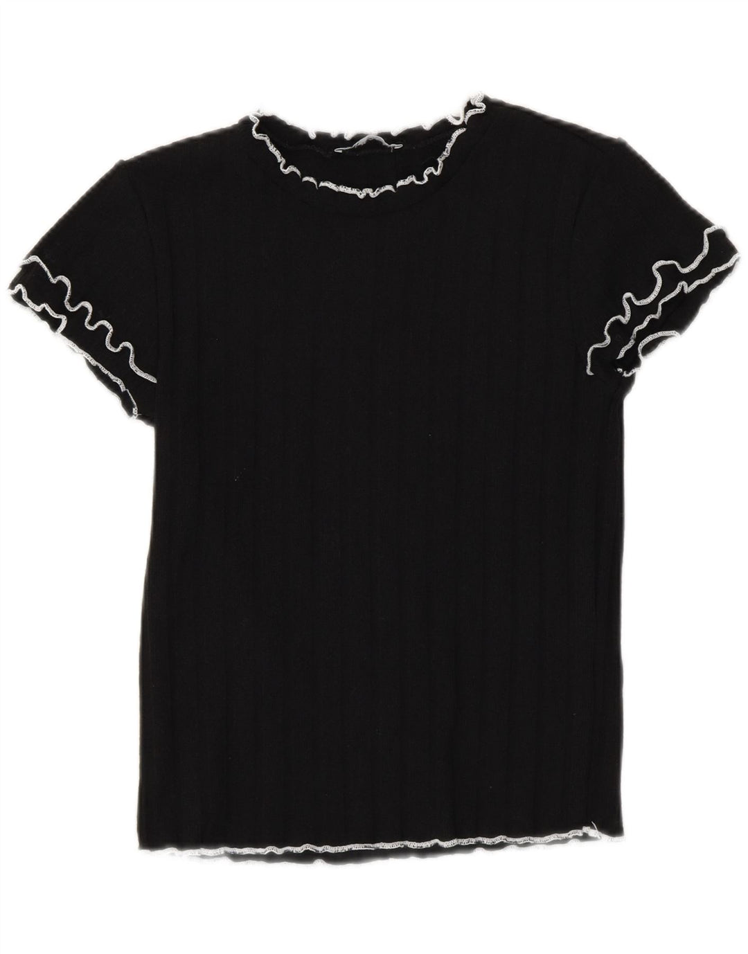 Zara Womens Crop T-Shirt Top UK 12 Medium Sort Polyester