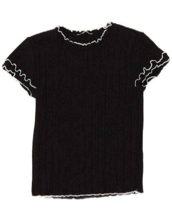 Zara Womens Crop T-Shirt Top UK 12 Medium Sort Polyester