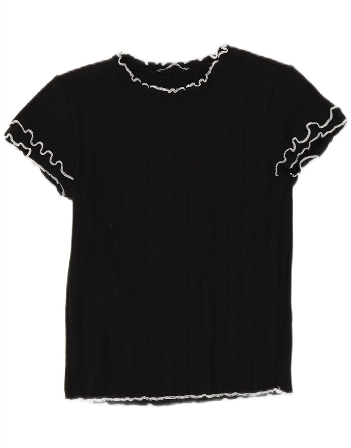 Zara Womens Crop T-Shirt Top UK 12 Medium Sort Polyester