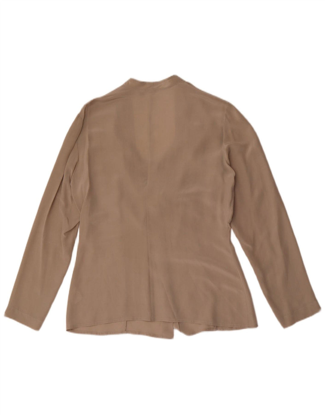 Vintage Dame Front Tie Shirt Bluse UK 14 Large Beige Silk