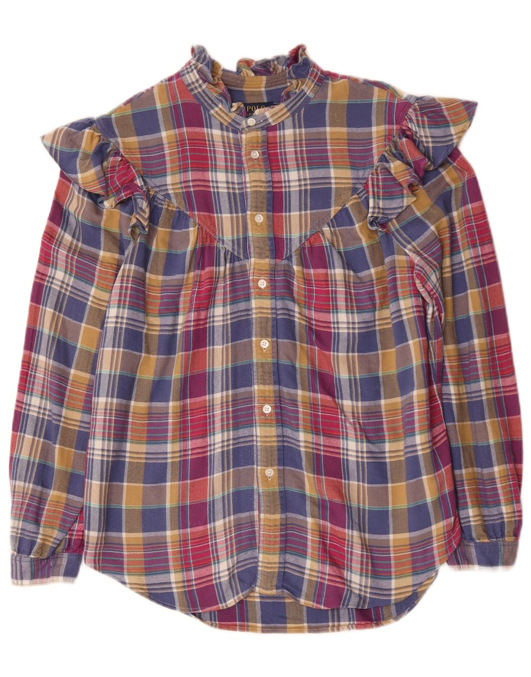 Polo Ralph Lauren Dame Flæse Front Shirt US 10 Stor flerfarvet ternet