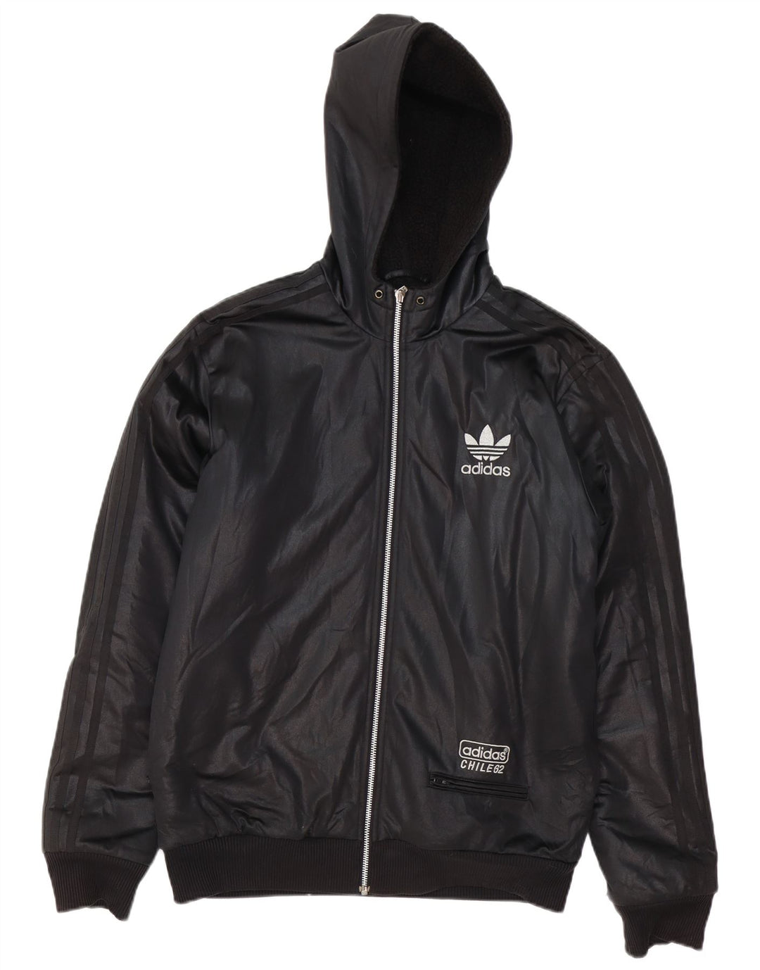 ADIDAS Herre Chile 62 Hooded Bomber Jacket UK 38 Medium Black Polyester