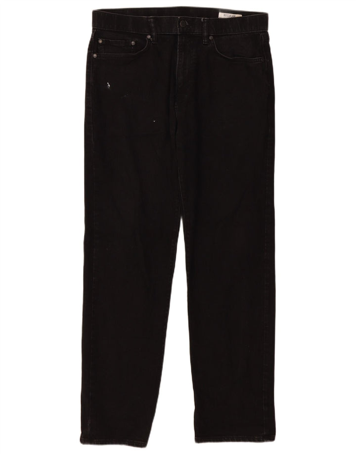 Marks & Spencer Herre Regular Straight Jeans W34 L31 Sort Bomuld