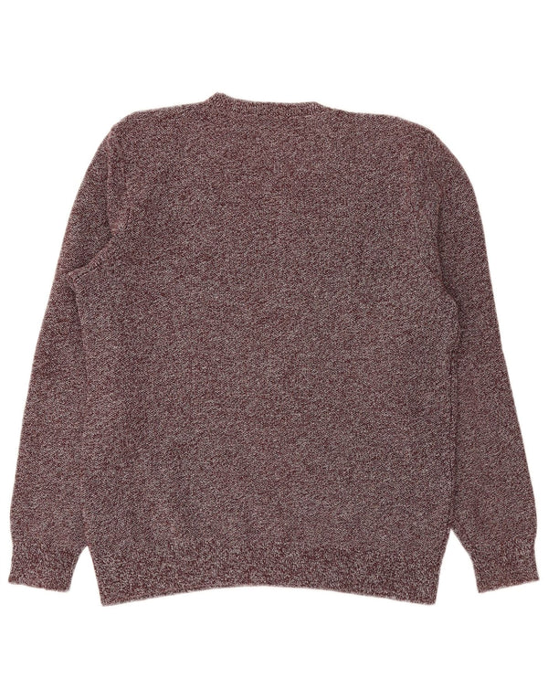Cos Herre Crew Neck Jumper Sweater Medium Bourgogne Flecked Linen