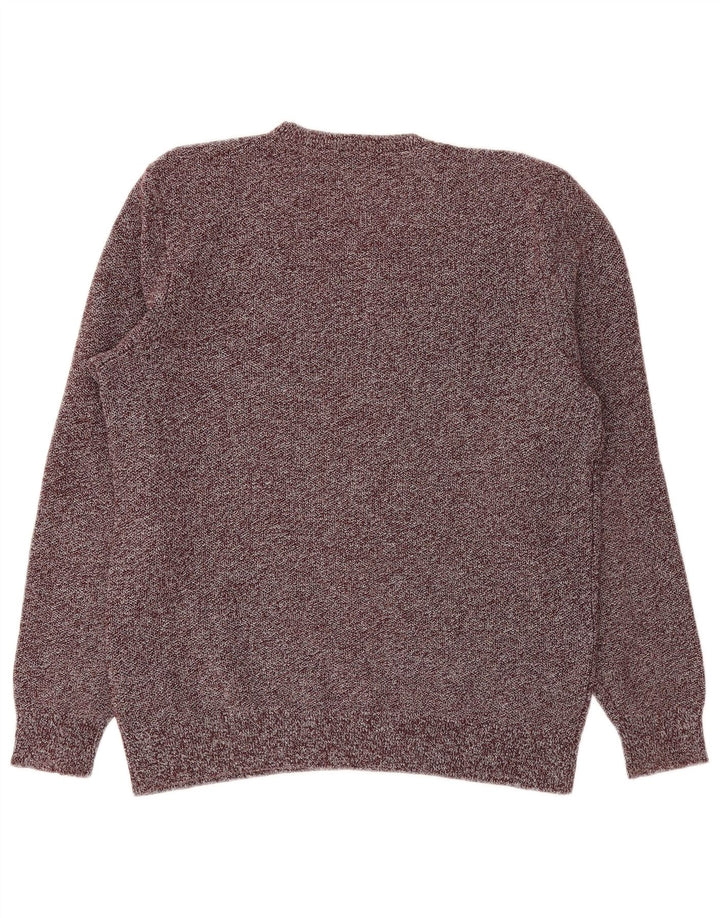 Cos Herre Crew Neck Jumper Sweater Medium Bourgogne Flecked Linen