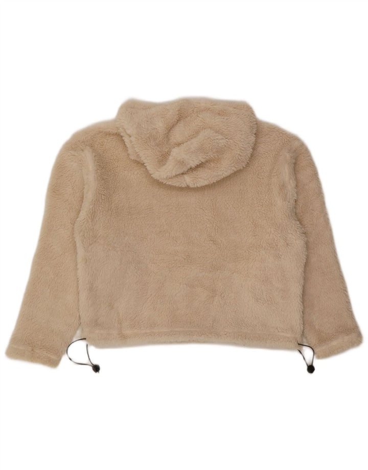 Topshop Dame Hætte Oversized Fleece Jumper UK 10 Small Beige Polyester
