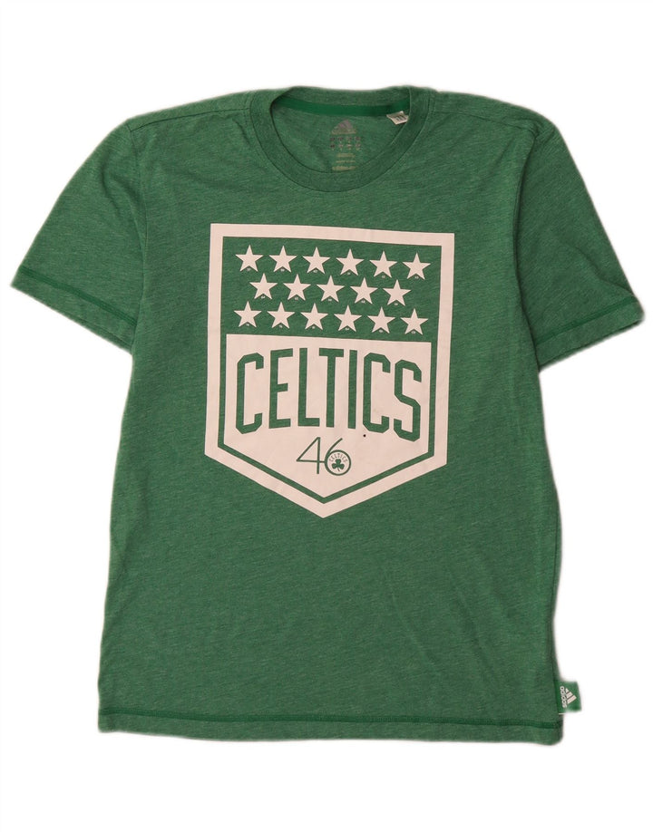 Adidas Herre Boston Celtics Grafisk T-Shirt Top Lille Grøn Polyester