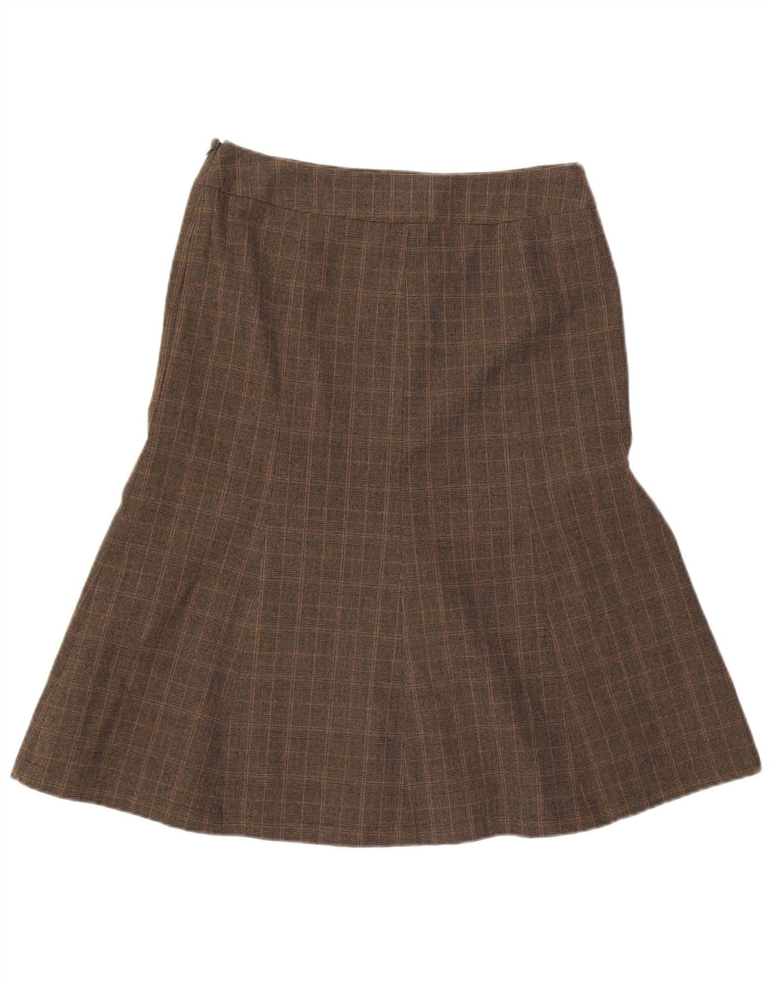 East Womens A-Line nederdel UK 12 Medium W30 Brown Plaid Polyester