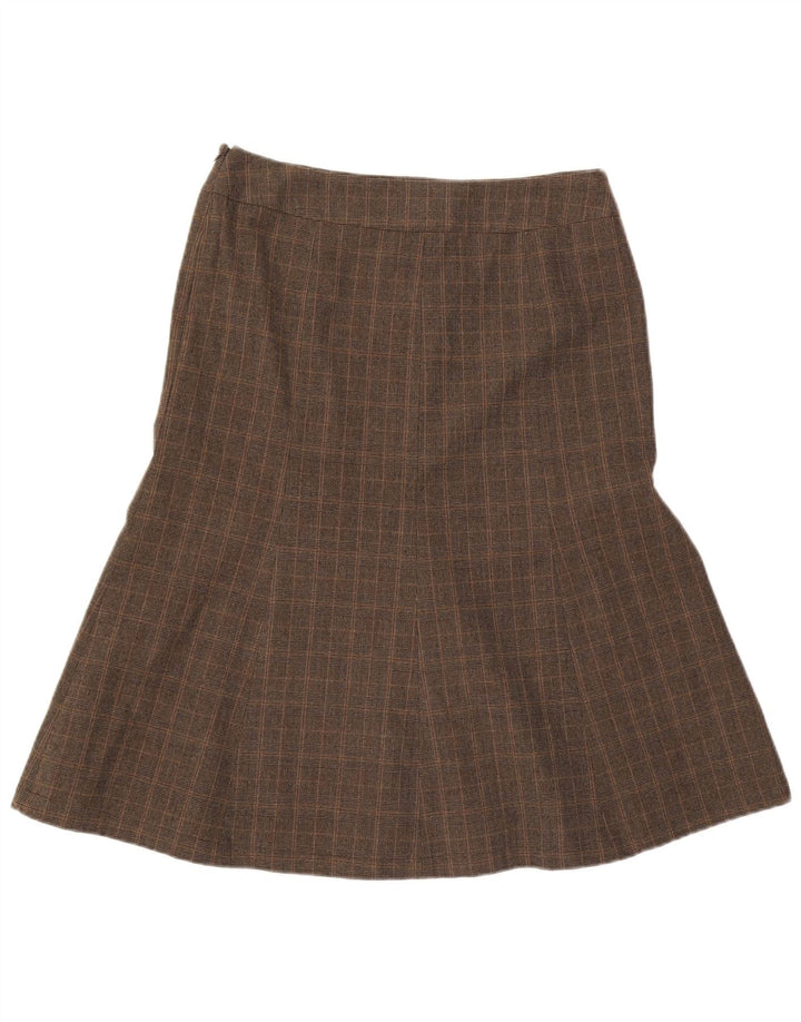 East Womens A-Line nederdel UK 12 Medium W30 Brown Plaid Polyester