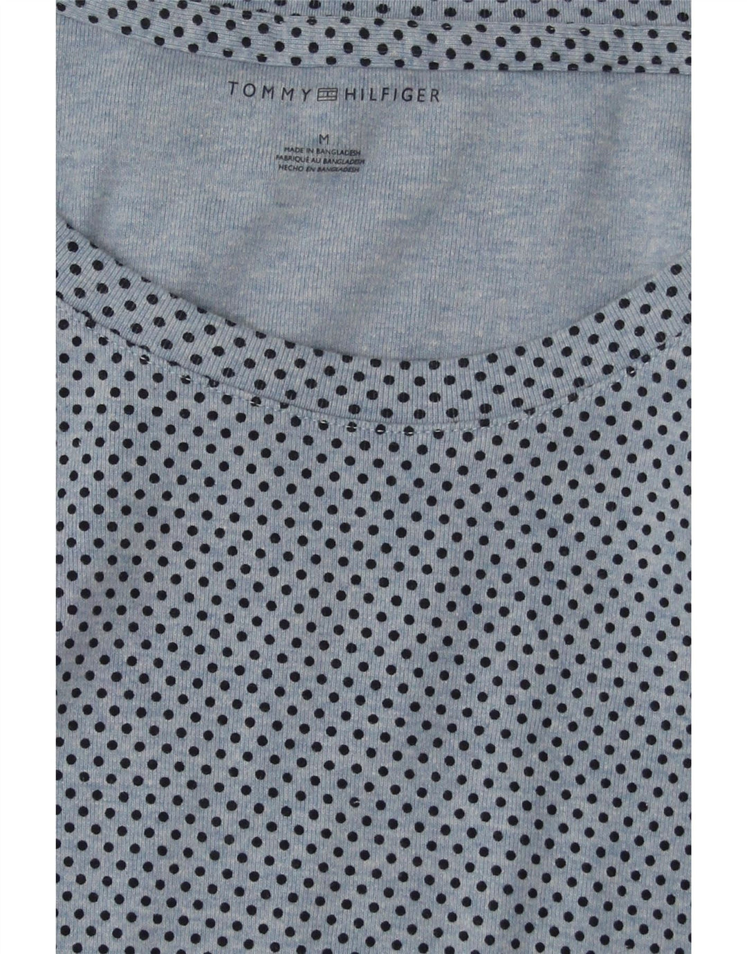 TOMMY HILFIGER Womens Top Long Sleeve UK 12 Medium Blue Spotted Cotton Vintage Tommy Hilfiger and Second-Hand Tommy Hilfiger from Messina Hembry 