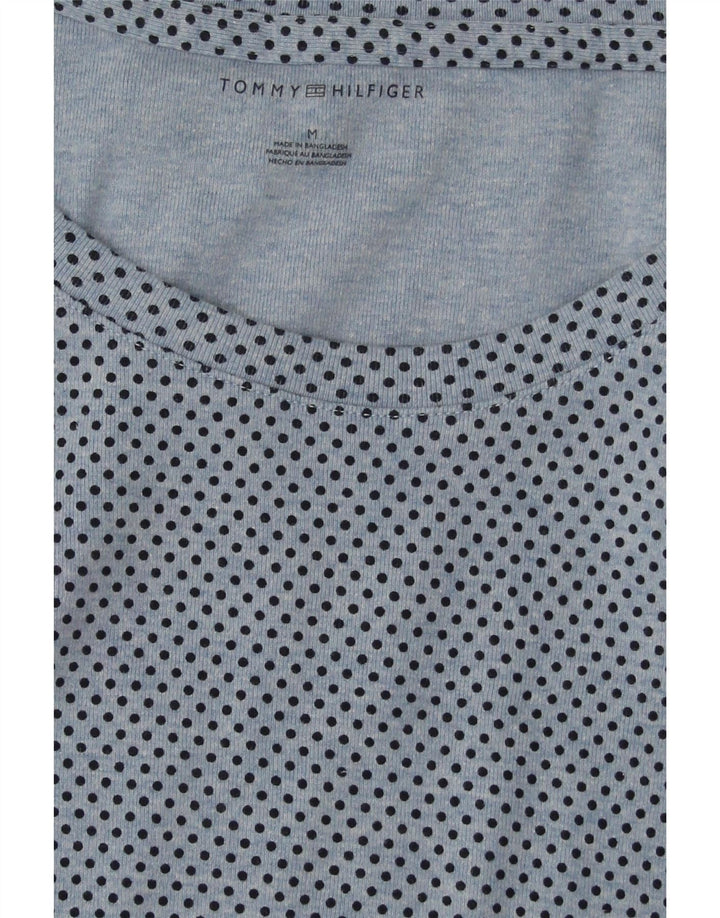 TOMMY HILFIGER Womens Top Long Sleeve UK 12 Medium Blue Spotted Cotton Vintage Tommy Hilfiger and Second-Hand Tommy Hilfiger from Messina Hembry 