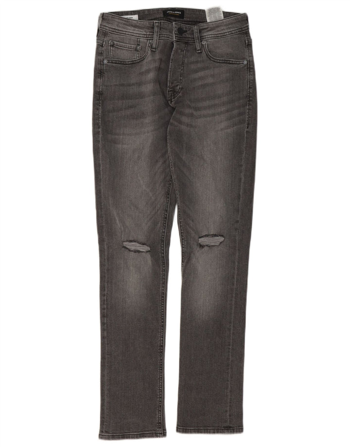 Jack & Jones Herre GLENN Distressed Slim Jeans W28 L32 Grå Bomuld