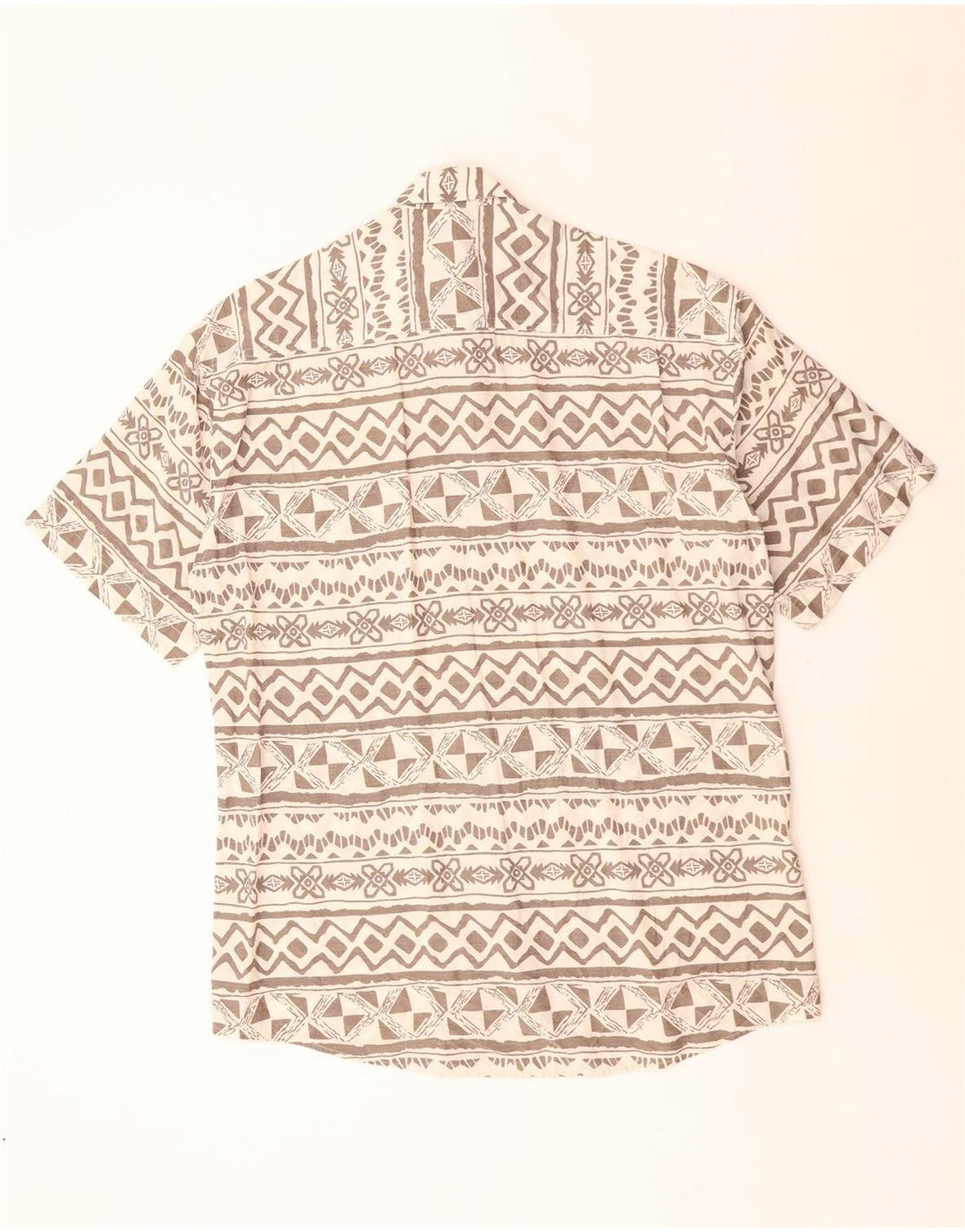 NY HURTIGT kortærmet herreskjorte størrelse 39/40 Medium Beige Geometrisk Viscose