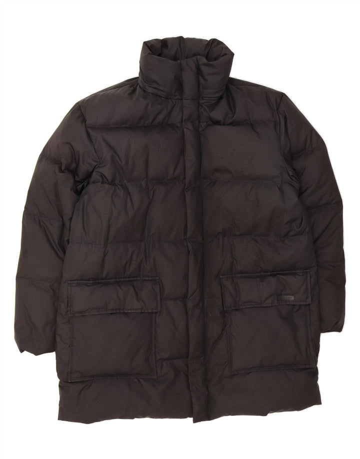 CALVIN KLEIN Mens Loose Fit Hooded Padded Jacket UK 38 Medium Black Vintage Calvin Klein and Second-Hand Calvin Klein from Messina Hembry 