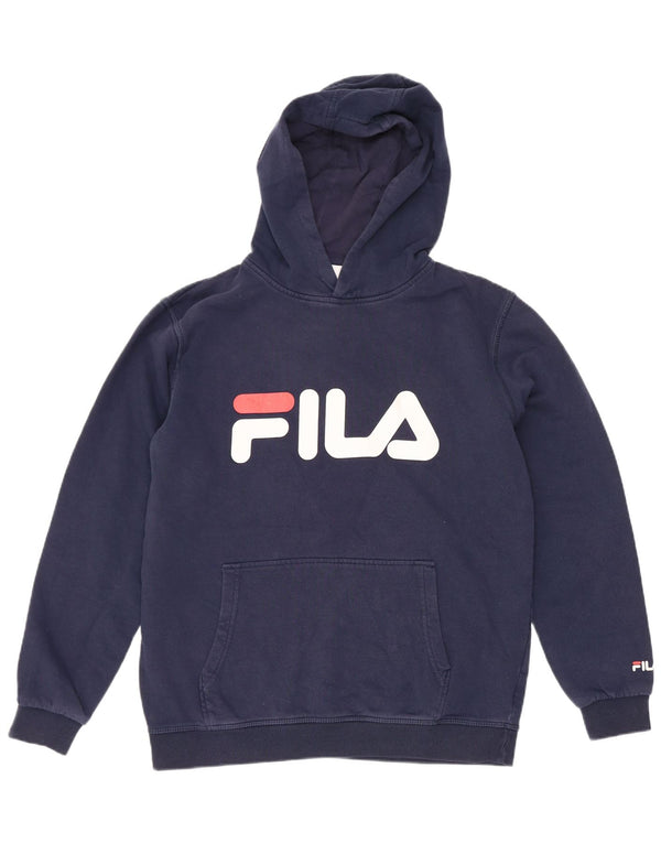 Fila drenge grafisk hættetrøje 13-14 år marineblå bomuld