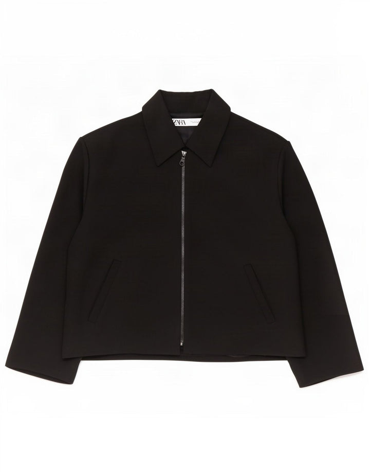 Zara Dame Oversized Blazer Jacket UK 16 Large Black Polyester