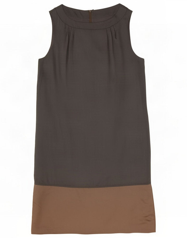 Max Mara Dame Ærmeløs Shift Dress UK 12 Medium Grey Colourblock