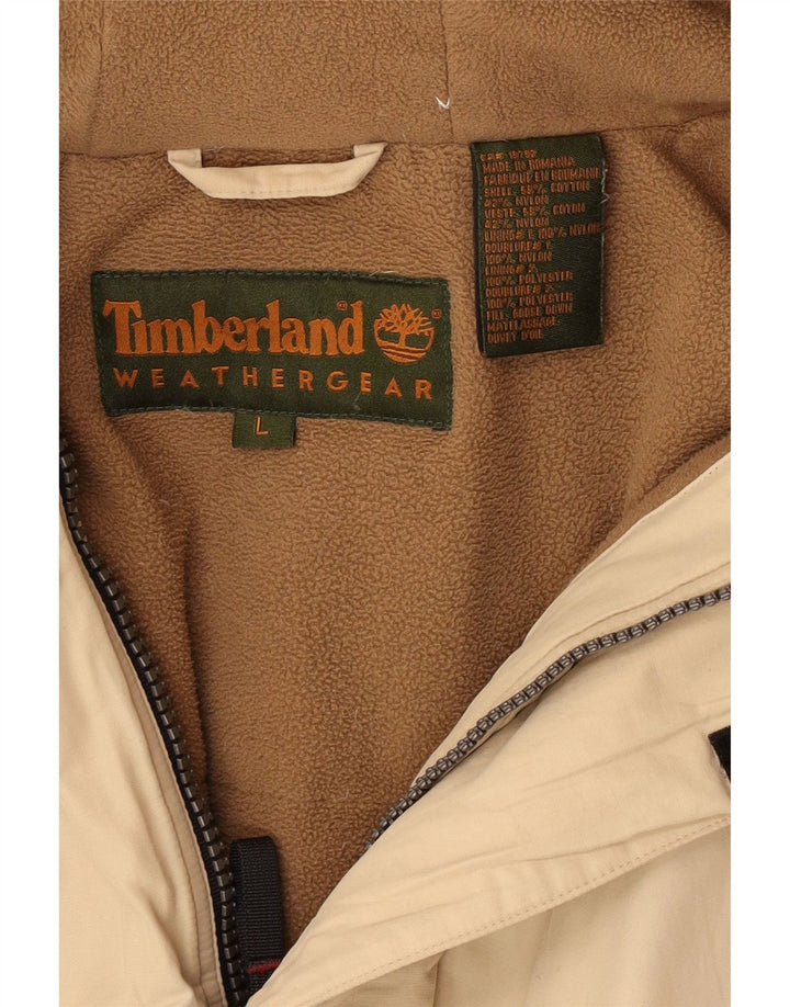 Timberland Herre Hooded Parka Jacket UK 40 Large Beige Nylon