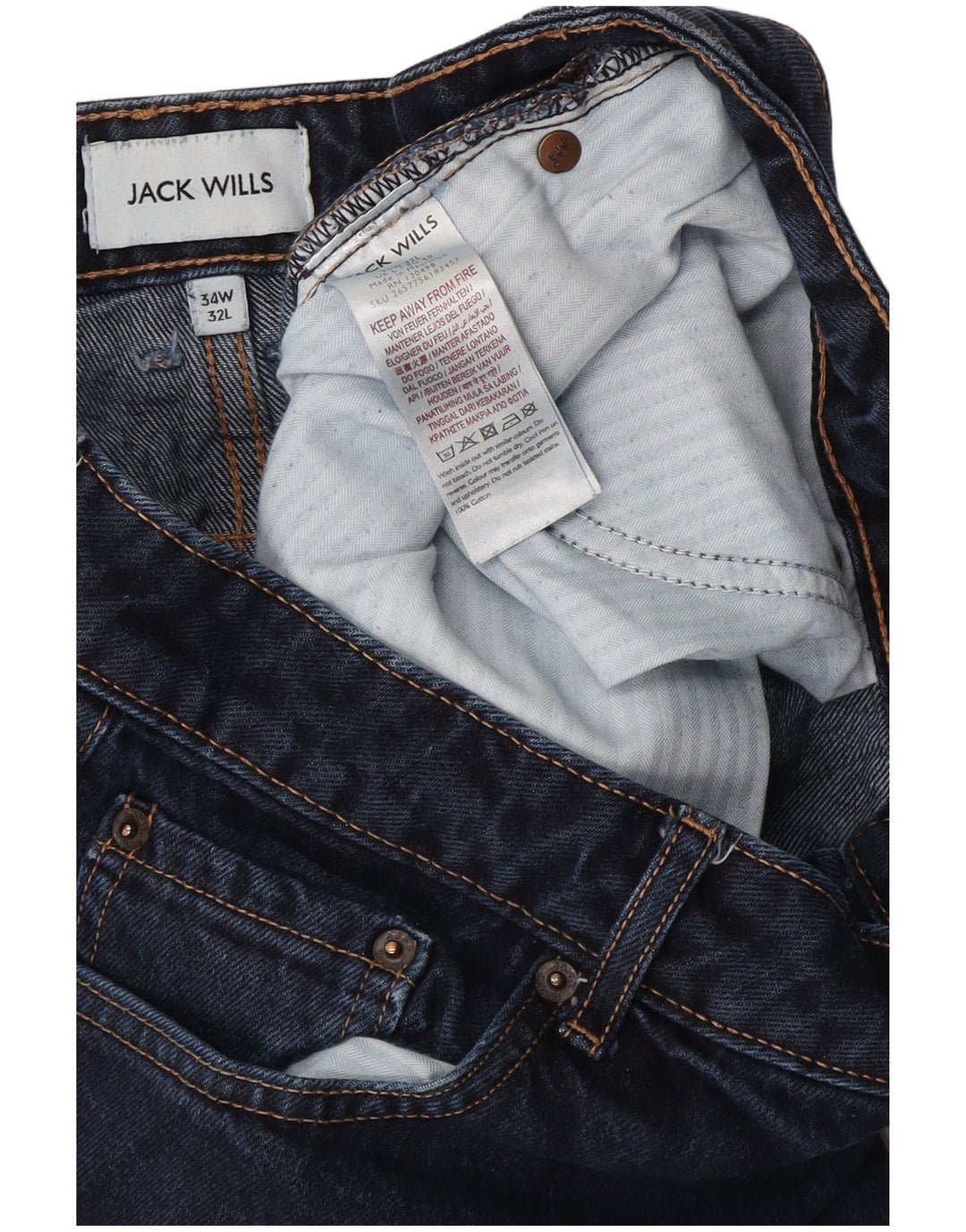 Jack Wills Straight Jeans til mænd W34 L32 Marineblå bomuld