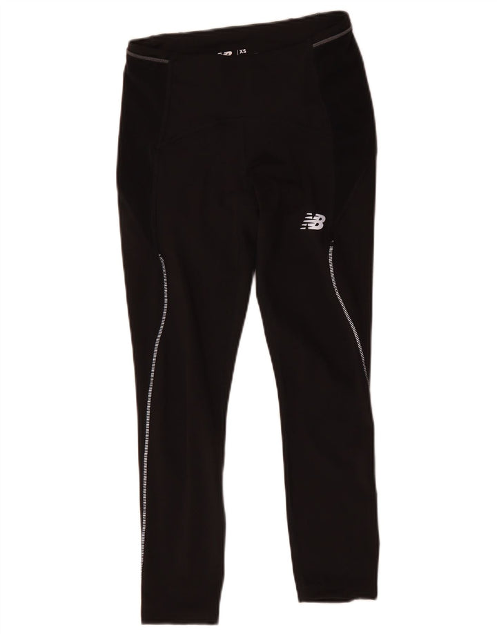 NEW BALANCE Womens Crop Graphic Leggings UK 4 XS Black