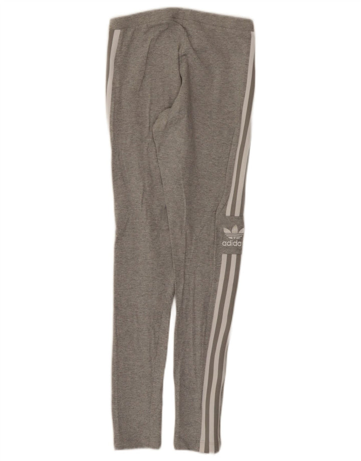 Adidas Dame Grafiske Leggings UK 8 Små Grå Bomuld