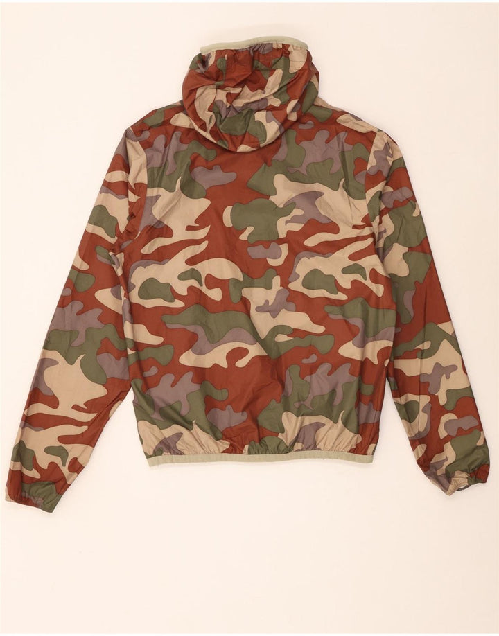 K-Way Regnjakke med hætte til mænd UK 40 Large Brown Camouflage Polyester