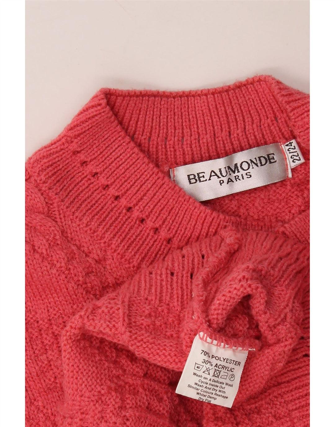 VINTAGE Womens Crew Neck Jumper Sweater US 22/24 3XL Pink Polyester Vintage Vintage and Second-Hand Vintage from Messina Hembry 