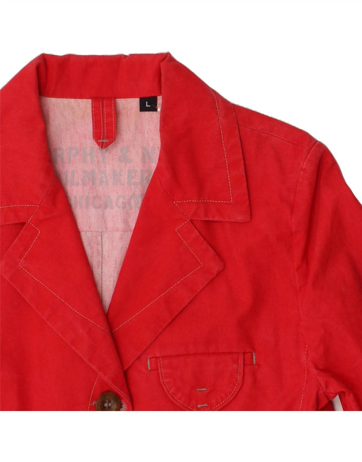 MURPHY & NYE Womens 4 Button Blazer Jacket UK 16 Large Red Cotton Vintage Murphy & Nye and Second-Hand Murphy & Nye from Messina Hembry 