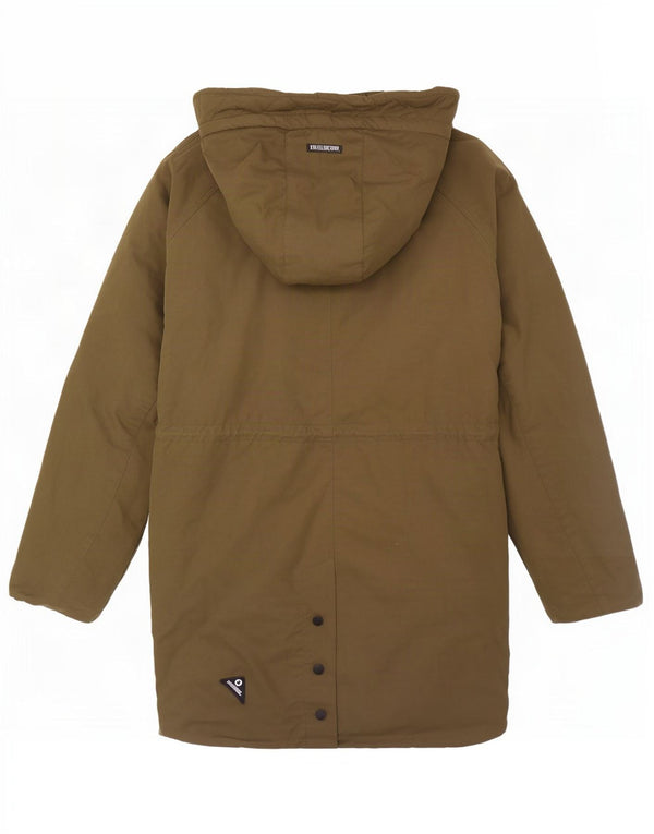 KHUJO Herre Hooded Loose Fit Polstret Frakke UK 36 Small Khaki Cotton