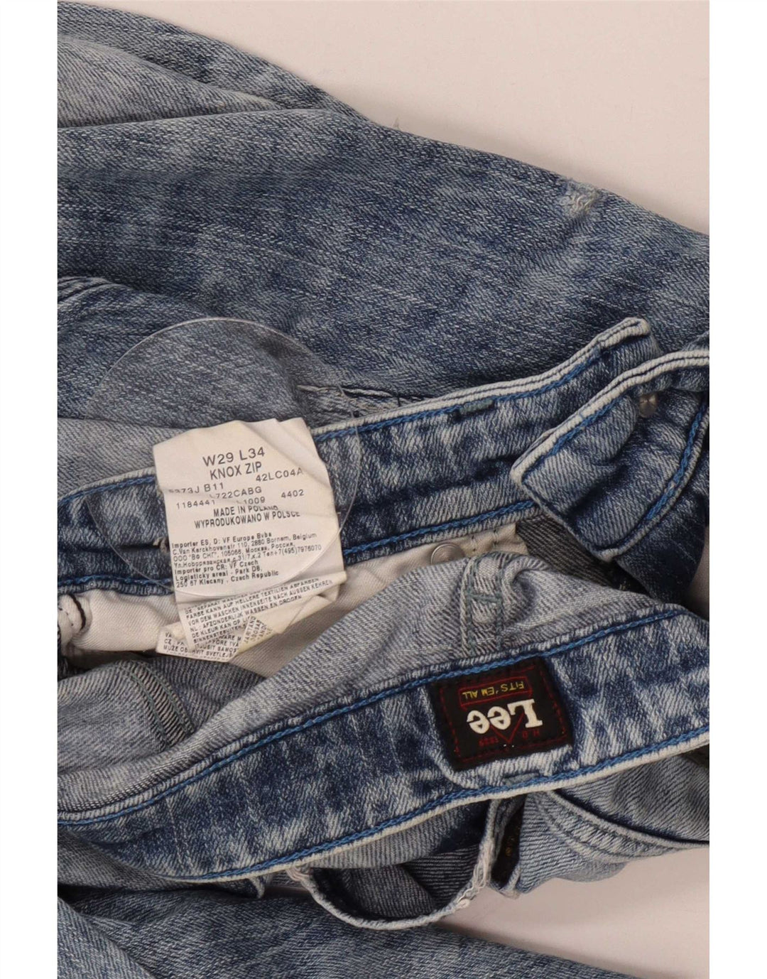 Lee Herre Knox Distressed Straight Jeans W29 L30 Blå Bomuld
