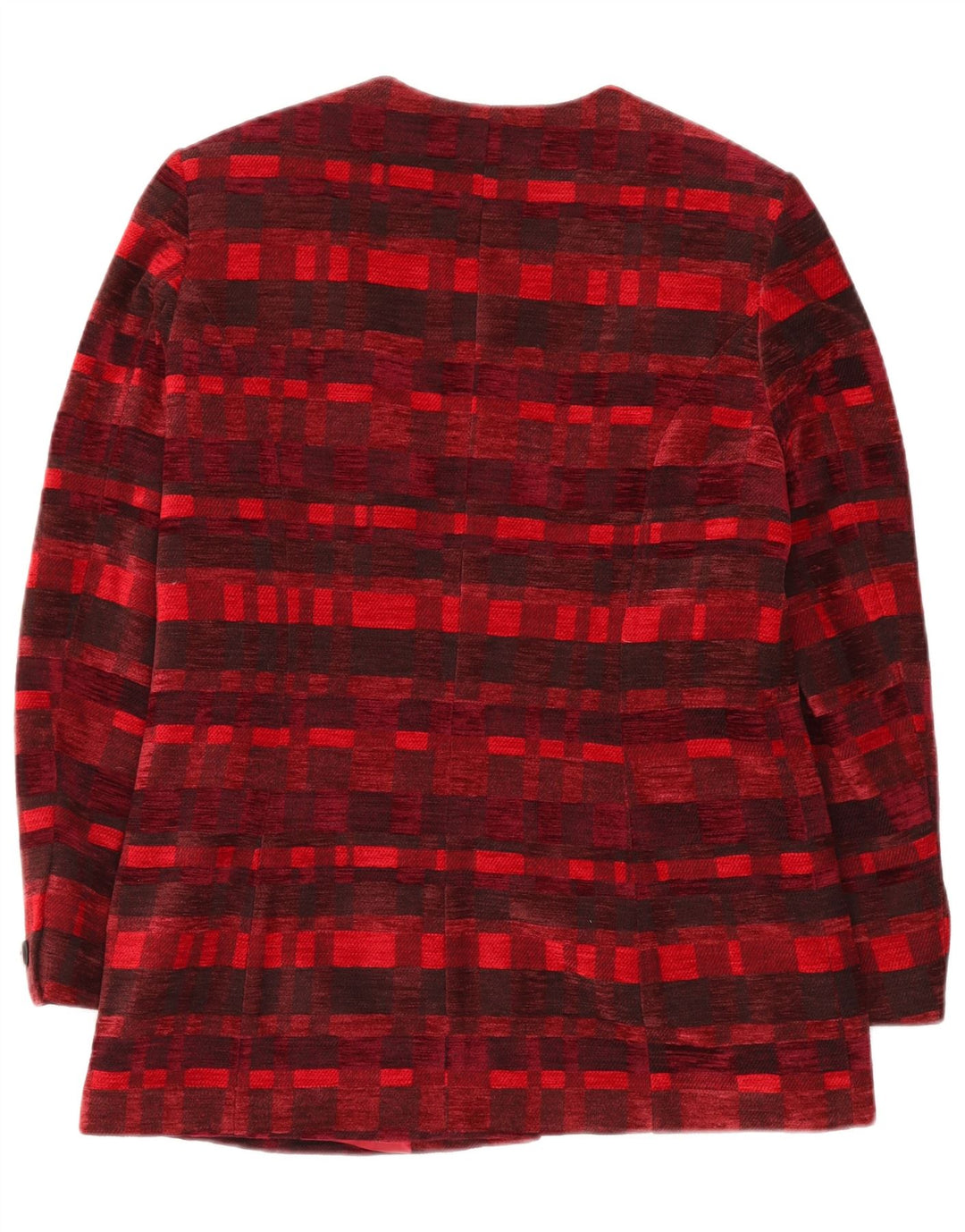 DEVERNOIS PARIS Dame 5-knaps blazerjakke UK 12 Medium Rød Geometrisk