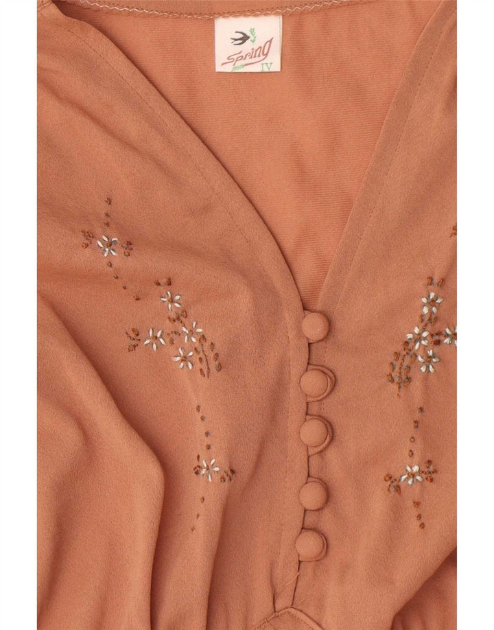 Vintage Dame Maxi Kjole UK 12 Medium Brun