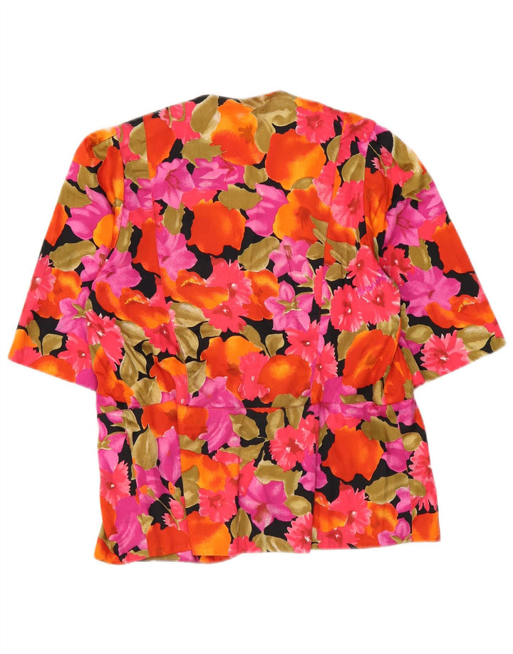 Vintage Dame Kortærmet Skjorte Bluse IT 45 Medium Multicolored Floral