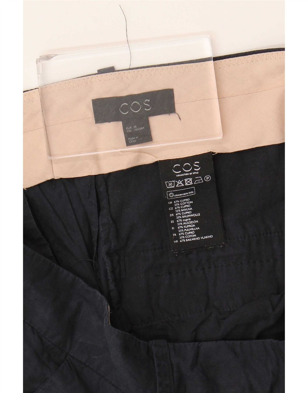 Cos Dame Pegged Cropped Trousers EU 36 Small W30 L23 Navy Blue Cupro