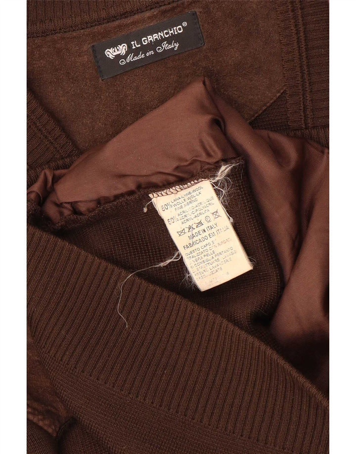 Il Granchio Herre Ruskind Cardigan Sweater Stor Brun Uld