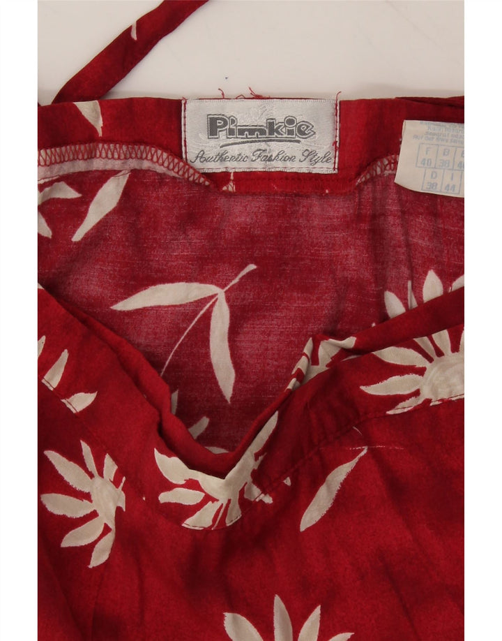 PIMKIE Womens Wrap Skirt IT 44 Medium W26  Red Floral Viscose Vintage Pimkie and Second-Hand Pimkie from Messina Hembry 