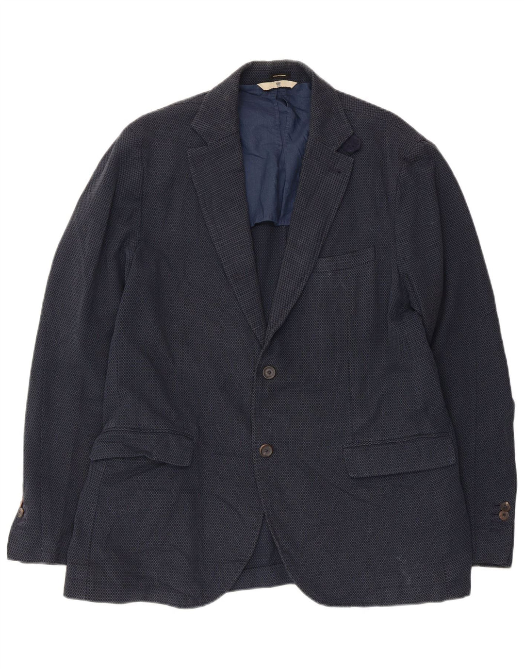Massimo Dutti Herre 2-knaps blazerjakke EU 52 Stor marineblå geometrisk